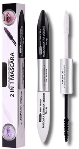 2 in 1 Double Ended Tubing Mascara, Mascara Black Waterproof with White Mascara Primer, Extreme Volume and Length, Smudge-Proof Tubing Formula, Long-Lasting Defining Mascara