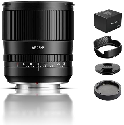 TTARTISAN 75mm F2 för X-Mount, AF 75mm f/2 för XF-objektiv, autofokus över hela bilden, porträttobjektiv (X, svart)