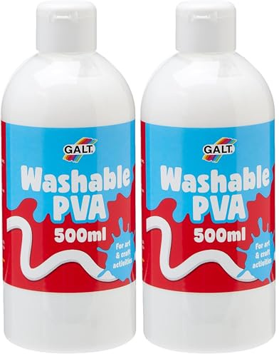 Galt Washable PVA Glue for Crafting, 500ml - Slime Making Easy Clean Kids Glue, Washes Out of Clothes - Clear Arts and Crafts Glue for Paper, Card, Wood and Fabrics - Children Safe, Ages 3 Years Plus