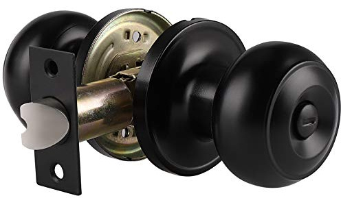 Probrico Black Privacy Keyless Door Knobs, Stainless Steel Interior Bedroom Door Knobs, 1 Pack