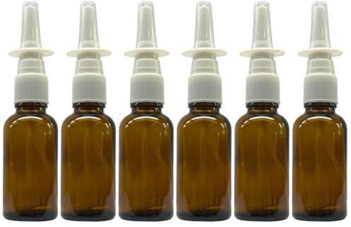 ADVANCED ASCENT Amber Glass 1 oz Nasal Sprayer! EMPTY, Refillable, Travel Sized, Quality Glass for Saline Applications! (6 Pack)