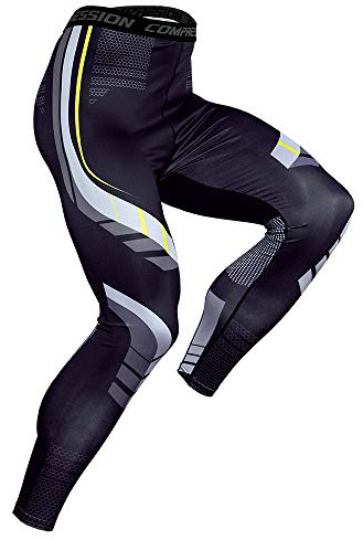 OEBLD Compression Pants Men UV Blocking Running Tights 1 or 2 Pack Gym Yoga Leggings for Athletic Workout, Black Pants, Medium