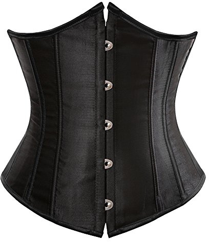 Grebrafan Classique Corset Serre Taille Satin Bustier de Mariage (EUR(32-34) S,Noir)