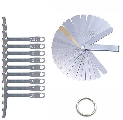 Alnicov 9Pcs Understring Radius Gauge Luthier Tools 32 Blades Feeler Gauge Dual Marked Metric and Imperial Gap Measuring Rulers Tool for Guitar Bass