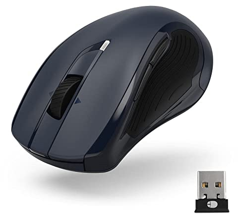 Hama Computermaus kabellos (Funkmaus mit 7 Tasten, Geräuschlose Laserfunkmaus für PC, Laptop und Notebook für Rechtshänder, 600/1200/3200 DPI, Windows 11/10/8/7/Vista/XP, MAC) blau