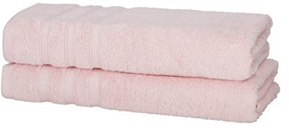 Müskaan® 2er Bambus Handtuch Set Rosé, 50% Baumwolle & 50% Bambus, 70x140cm, 450g/m² – Öko-Tex, Frottee Handtücher Set Baumwolle, Duschtücher Handtuchset Rosa für Bad, 60°C waschbar, Frotteetücher