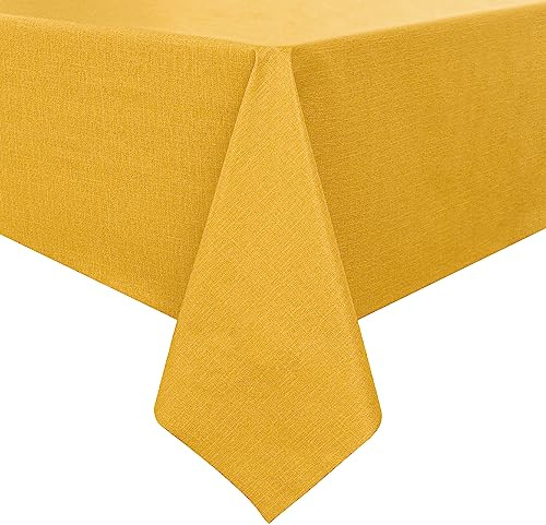 Romanstile Waterproof Vinyl Tablecloth Rectangle, 54 x 108 Inch, Yellow