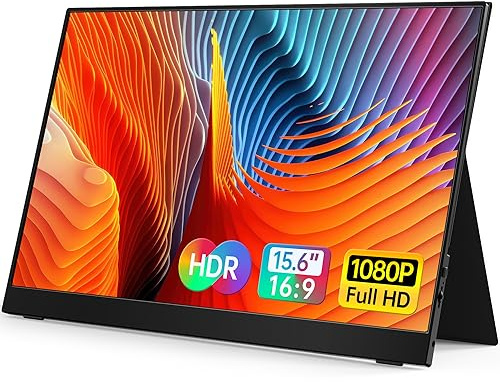 VILVA Portable-Monitor-for-Lapto - 15.6'' 1080P FHD IPS Display USB-C HDMI Portable Monitor for Laptop with Cover and Speakers External Monitor for Laptop/PC/Mac/Phone/Xbox Switch/PS4/