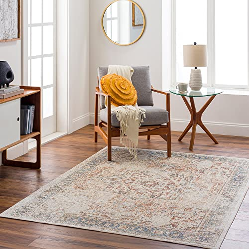 Surya Bridgetown Teppich waschbar in der Waschmaschine - Vintage Teppich waschbar für Wohnzimmer 200x275 cm, Schlafzimmer, Küche - Orientalischer Boho Style Teppiche, Teppich Groß in Braun und Creme
