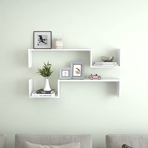 FIRBNUS 100x15x20 cm 2 uds Estantes de Pared de Madera Contrachapada Sistema de Montaje Invisible Estantes de Wall Estante de Exhibición Suspendidas de Tablero Blanco Estanterías