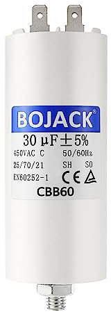 BOJACK CBB60 30uF 450V Condensateur de Démarrage moteur de Moteur pour Pompe de Piscine 30µF 450 Volt 40x95MM Connecteur M8 50/60Hz