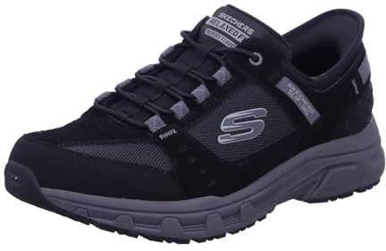 Skechers Men's Oak Canyon Consistent Winner Trekking Low Cut Shoes, Black Leather/Textile/Synthetic/Charcoal Trim, 7.5 UK