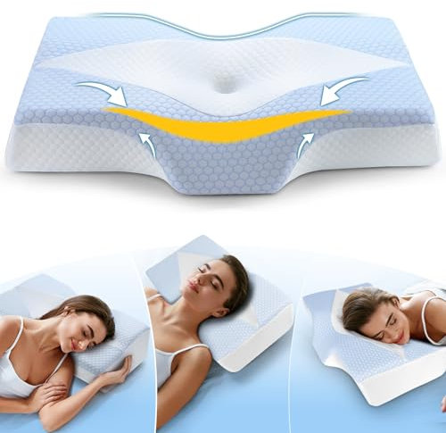 Hydomi Memory Foam Orthopädisches Kissen gegen Nackenschmerzen: Ergonomisches Nackenstützkissen Mit kühlendem Bezug - Schlafkissen Perfekt für Seiten-, Rücken- & Bauchschläfer
