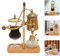 SuhoFutus Kaffeemaschine, Belgien Luxus Royal Familie Siphon Kaffeemaschine aus Hohe Borosilikatglas, mit 304 Edelstahl und Log Basis, 400ml (23.5x12x38cm), Teekanne (Gold)