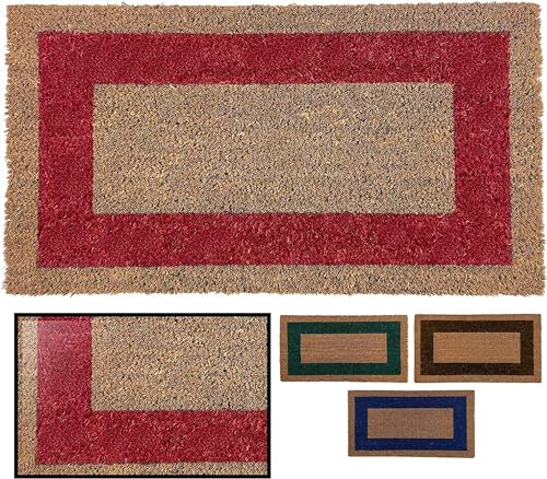 LUCA HOME - Felpudo Entrada casa - Felpudo Fibra de Coco Natural Antideslizante - Original y Elegante - Exterior e Interior - Resistente para hogar, Oficina, terraza y jardín (Rojo, 45 x 80 cm)