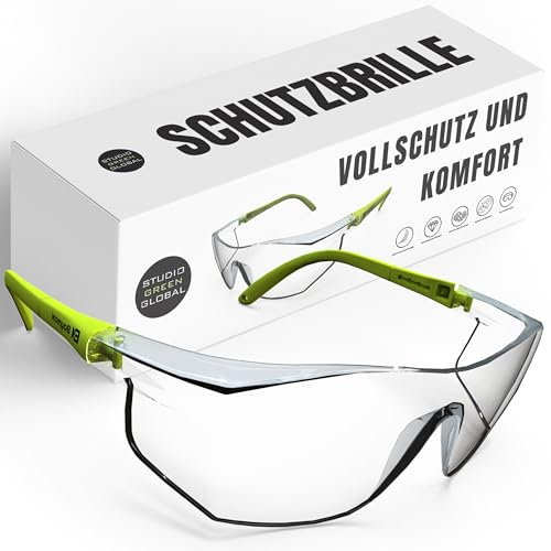 StudioGreenGlobal Lunettes de protection | Protection parfaite pour le bricolage, le jardinage, l'entretien de la voiture et du vélo, le nettoyage | Anti-buée | Léger et confortable