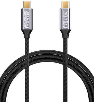 Cavo USB C a USB C 3.1 Gen2 4M 10Gbps Trasferimento Dati, 100W 20V/5A Cavo Ricarica USB C 4K Video Output,Cavo USB Type-C Compatibile con Cavo Thunderbolt 3 per i-Pad PRO, MacBook PRO, Samsung s24