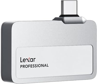 Lexar Professional Go 1TB Portable SSD, UltraCompact, Supports Apple ProRes, Up to 1050MB/s Reading, USB 3.2 Gen 2, IP65 Dust and Water Resistant for iPhone 15/16 Pro, Silver