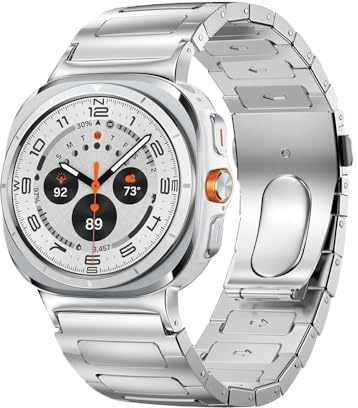 Länkarmband passar for Samsung Galaxy Watch Ultra 47 mm band solid rostfritt stålrem passform for Galaxy Watch 7 Ultra 47 mm Correa(Silver)