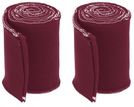 Rebower 7cm x 80M Puños Elásticos para Coser Tejido de Punto de Algodón Acanalado Mangas Banda de Cintura Ribete Acanalado, [para Tela, Manualidades Diy] - Rojo Vino/ 2 Piezas