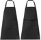 Xpieoyrm 2 Pezzi Cuoco Grembiule, Tracolla regolabile grembiuli da cucina con Tasche, Nero Grembiule Impermeabile, Lavoro Grembiule per Barbecue Ristorante Bar, per Cucinare, Giardinaggio, Pittura
