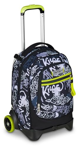 Seven Trolley escolar New Tech, gris, 3 en 1, triple uso, mochila con carro desmontable y sistema cruzado, viaje, niño niño, gris, Talla única, Moderno