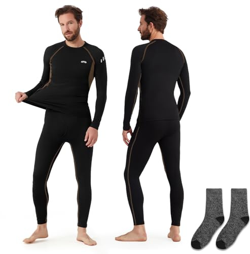 Mtiemxig Ensemble de sous vêtements Thermiques pour Homme - sous-vêtements Fonctionnels de Sport Respirants pour l'extérieur, l'hiver, Le Ski et la randonnée