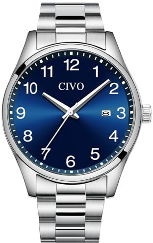 CIVO Uhren Herren Edelstahl Armbanduhr: Klassische Wasserdicht Herrenuhren mit Datum - Analog Quarz Uhren für Männer