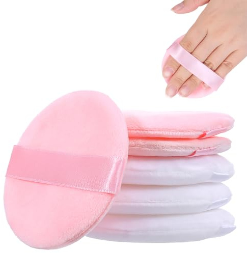 6 borlas de polvo redondas de 8 cm, de terciopelo grande, para polvo de cara, borlas sueltas, ultrasuaves y lavables, reutilizables, para maquillaje en seco y mojado