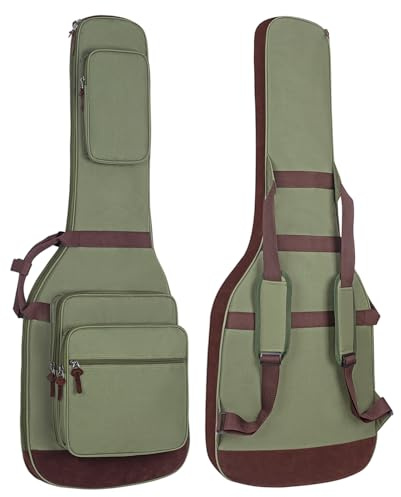 Muscab Electric Guitar Bag 0.5 Inch Padding Electric Guitar Case, Electric Guitar Gig Bag Backpack with Neck Strap and 4 Pockets, Green