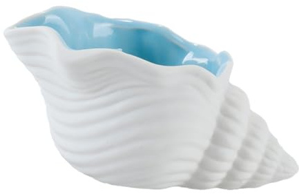 Durlo Grand bol en céramique en forme de coquillage, plateau à bijoux en forme de conque, décor de style tropical océanique, plat en coquillage pour salle de bain, pièces de monnaie, clés