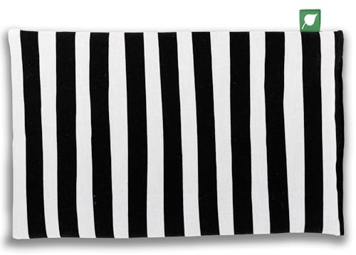 HERBALIND Kirschkernkissen 30x20 cm schwarz-weiß Streifen – 600gr Kirschkern Wärmekissen – Natürliches Wärmekissen Mikrowelle & Backofen – Handmade in Germany Abstract gestreift
