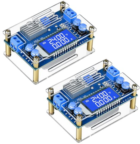 DC Adjustable Buck Converter,6.5-36V to 1.2V-32V 5A Adjustable Power Supply,5V 9V 12V 24V Step Down Voltage Regulator with LCD Display for LED Constant Current Drive and Lithium Battery, 2-Pack