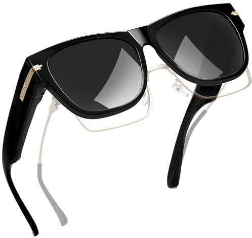 Joopin Square Sunglasses Over Glasses Women Men Polarized Fit Over Sun Glasses UV Protection Oversized Shades Fitover (Black)