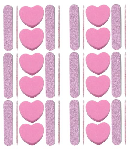 Hohopeti Set Strumenti per Unghie 60 Pezzi Bastoncini, Lime e Blocchi Lucidanti Multifunzionali, Kit Manicure Portatile per Nail Art Professionale e Uso Personale