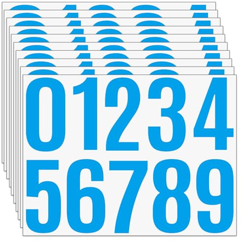 100 unidades, 10 cm, pegatinas de números grandes, 10 hojas de números adhesivos, resistentes a la intemperie, pegatinas de vinilo para buzón, número de dirección, número de casa (azul)