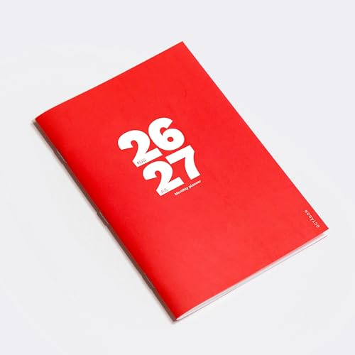 OCTÀGON DESIGN | 2026-2027 Big Monthly Planner - Iconic | Planificador mensual académico | 12 meses; agosto 2026 - julio 2027 | Big (21 x 29,7 cm) | Color Rojo | Tapa blanda