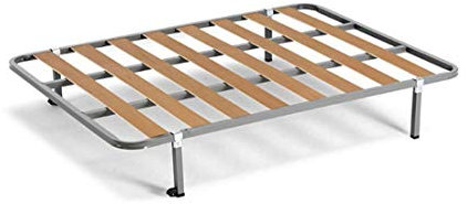 HOGAR24 Somier Lama 100 + 6 Patas cuadradas Tubo de Acero 30 x 30 mm, láminas de chopo, con Refuerzo Central (90x200)