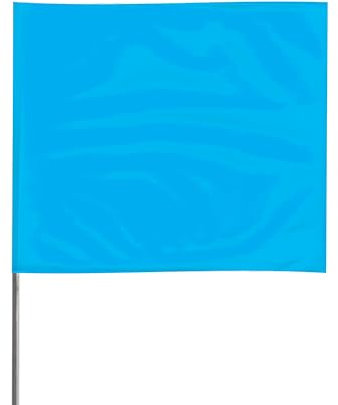 Presco 21 in. Steel Wire Staff Marking Flags [2.5 in. x 3 in. Flag]: 2 in. x 21 in. (Neon Blue) / 12-flags
