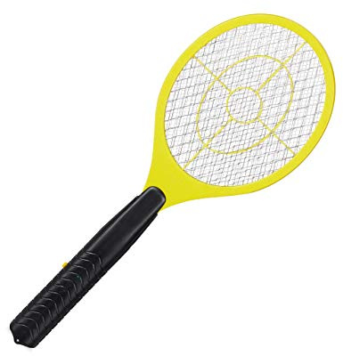 Relaxdays Tapette à Moustique électrique Raquette électrique Insectes Volants Mouches, Jaune