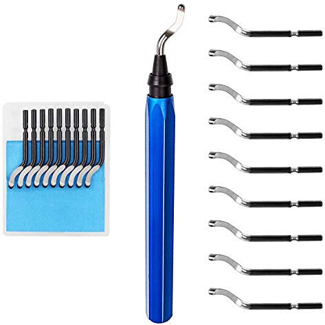 Sbavatura Strumento Mano Manico con 10 Pezzi Sbavare BS1010 Lama Sbavatore Metallo Rotanti a 360° Rotazione per Stampe 3D Tubi Plastica Metallo