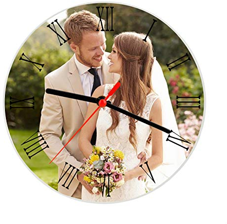 JIAHG Personalisierte Wanduhr mit eigenem Foto gestalten Uhr Fotouhr mit individuellem Bild Bedruckt Personalisierter Bilderrahmen Fotorahme mit Foto, 20 * 20 * 0.5cm