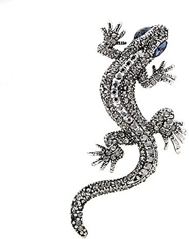 Générique Brosche Eidechse für Damen – versilbertes Metall, Emaille