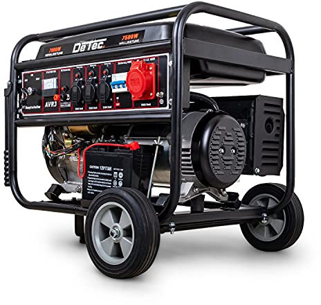 DeTec. groupe électrogène à essence 7 kW 400V + 230V | triphasé Générateur électrique 18 CV Moteur | portable Generateur de courant avec batterie et démarrage électrique