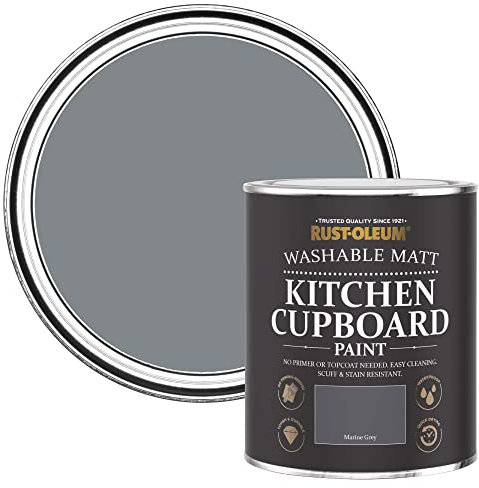 Rust-Oleum Dark Grey Kitchen Cupboard Paint in Matt Finish - Marine Grey 750ml