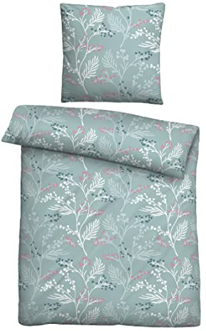 Traumhaft schlafen - Castell - Markenbettwäsche 0403712 Bettwäsche Garnitur mit Kopfkissenbezug Baumwoll-Linon 1x 135x200 cm + 1x 80x80 cm, ciel