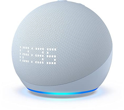 Zertifiziert und generalüberholt Echo Dot (5. Gen, 2022) mit Uhr | Smarter Lautsprecher mit Uhr und Alexa | Graublau