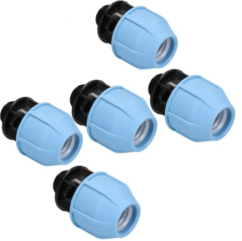 25mm x 3/4 MDPE Male Adapter Compression Coupling Fitting Water Pipe 5PK