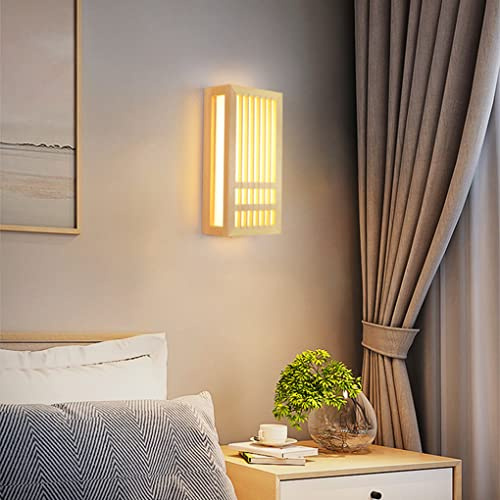 sxysxysxy LED Holz Wandlampen Japanischer Stil Indoor Modern 8W Wandleuchte Wandbeleuchtung Warmes Licht 3000K Acryl Dekoration Nachttischlampe Für Wohnzimmer Schlafzimmer Wandlicht 30 * 8 * 15cm