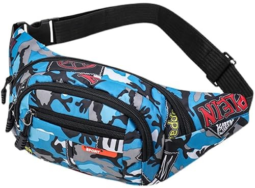 Bauchtasche, Camouflage, Gürteltasche, Gürteltasche, Stoff, Nylon, Geldgürtel für Herren, Jungen, Laufen, Wandern, Reisen, Sport, 34 x 12 cm